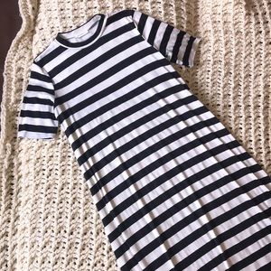 Black and white striped dress